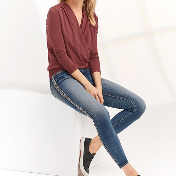 DRIFTWOOD navy white Aztec embroidered Jackie skinny jeans - Picture 9 of 9